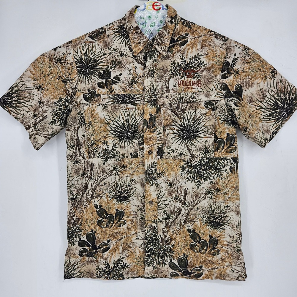 GameGuard Shirt Mens Medium Cactus Camouflage Fishing Short Sleeve Outdoor